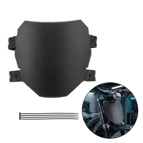 Thickened Universal Electric Dirt Bike Front Windshield Deflector - Impact-Proof Polypropylene (PP Plastic) Motorcycle Accessory, No-Drill Zip-Tie Easy-Install Matte Scratch-Proof Fairing Cover for Adult Off-Road E-Bike Trail Riders, Mod Part YY0