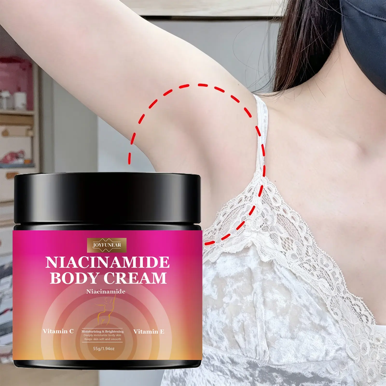 1pc Skin Brightening Body Cream, Body Care, Gently Lightens Intimate Areas & Underarms, Infused with Hyaluronic Acid and Niacinamide, Evens Skin Tone for Elbows, Knees and More, Suitable for Sensitive Skin