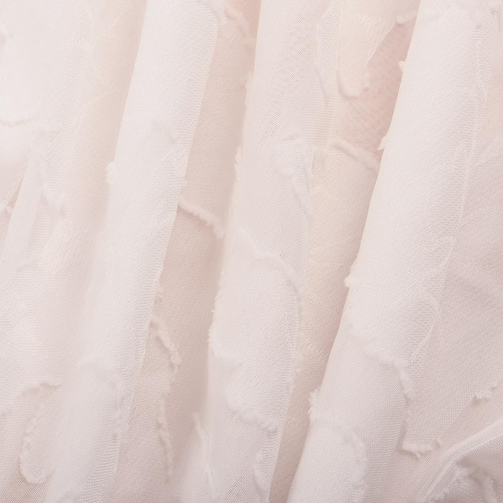 BIGWIG Women's White Elegant Sheer Blouse, Long-Sleeved Jacquard Collar Button-Down Top, Loose-Fitting Shirt, Casual Long-Sleeved Chiffon Blouse, Spring/Summer Outfit