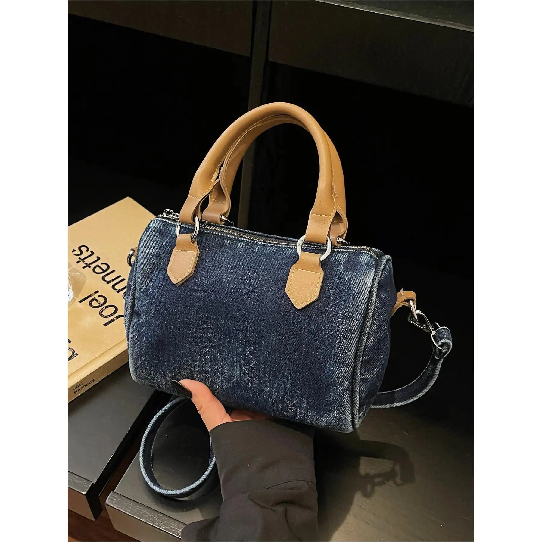 Women's Denim Shoulder Bag, Vintage Y2K Aesthetic Crossbody Purse with Soft Pillow Design, Lightweight Casual Handbag with Adjustable Strap, Minimalist Street Style Tote for Everyday Carry, Shopping, Work, Travel & Daily Outfits