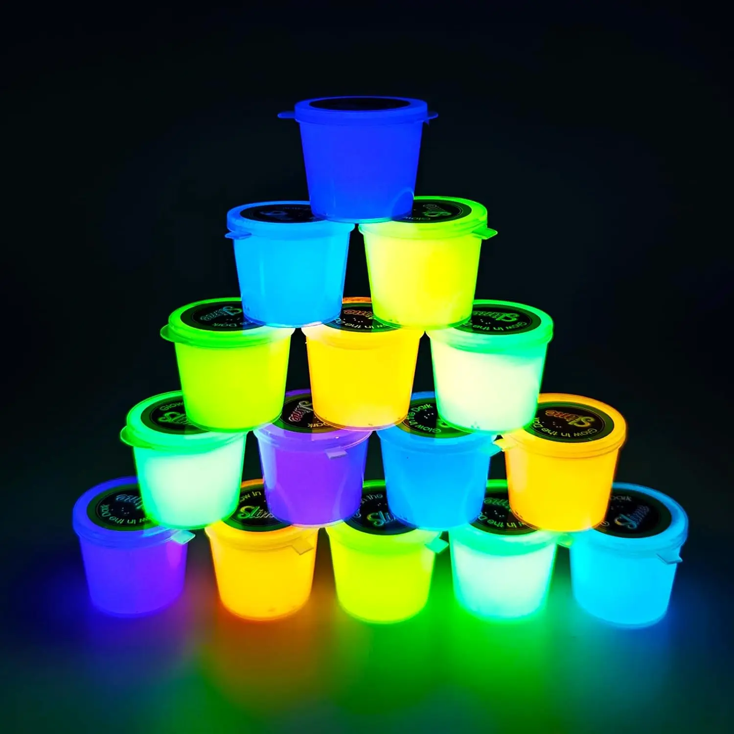 15 Pack Glow in The Dark Slime Kit, with Purple, Green, Blue, Orange and Yellow Etc, Galaxy Slime Favor for Child Birthday, Super Cute Girls Boys Stress Relief Toys