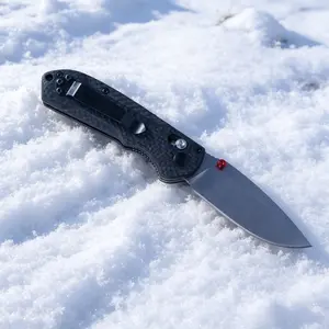 1pc 565 Folding Knife, Multi-Functional Pocket Knife, Carbon Fiber Handle, Non-Slip Grip, Camping Fishing Gear, Men's Gift
