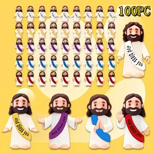 100 Pack Little Jesus Figures, Mini Jesus Figurines in Bulk Easter Jesus Loves You Tiny Christ Toys to Hide and Seek Sunday School Religious Party Favors Baby Jesu Baptism Gift for Easter Egg Stuffers