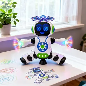 Electric Dancing Robot Toy, 360 Degree Rotation, Colorful LED Lights, Music Swinging Arm, Interactive Educational Gift