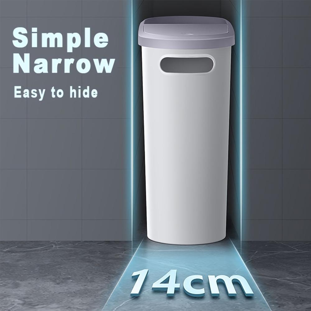 Bathroom Trash Can, 1 Count Household Creative Waste Bin with Holder & Handle, Press Type Can with Lid, Simple Paper Basket, Large Capacity Trash Bin, Home Essential Bathroom Accessories, Bathroom Essentials Accessories