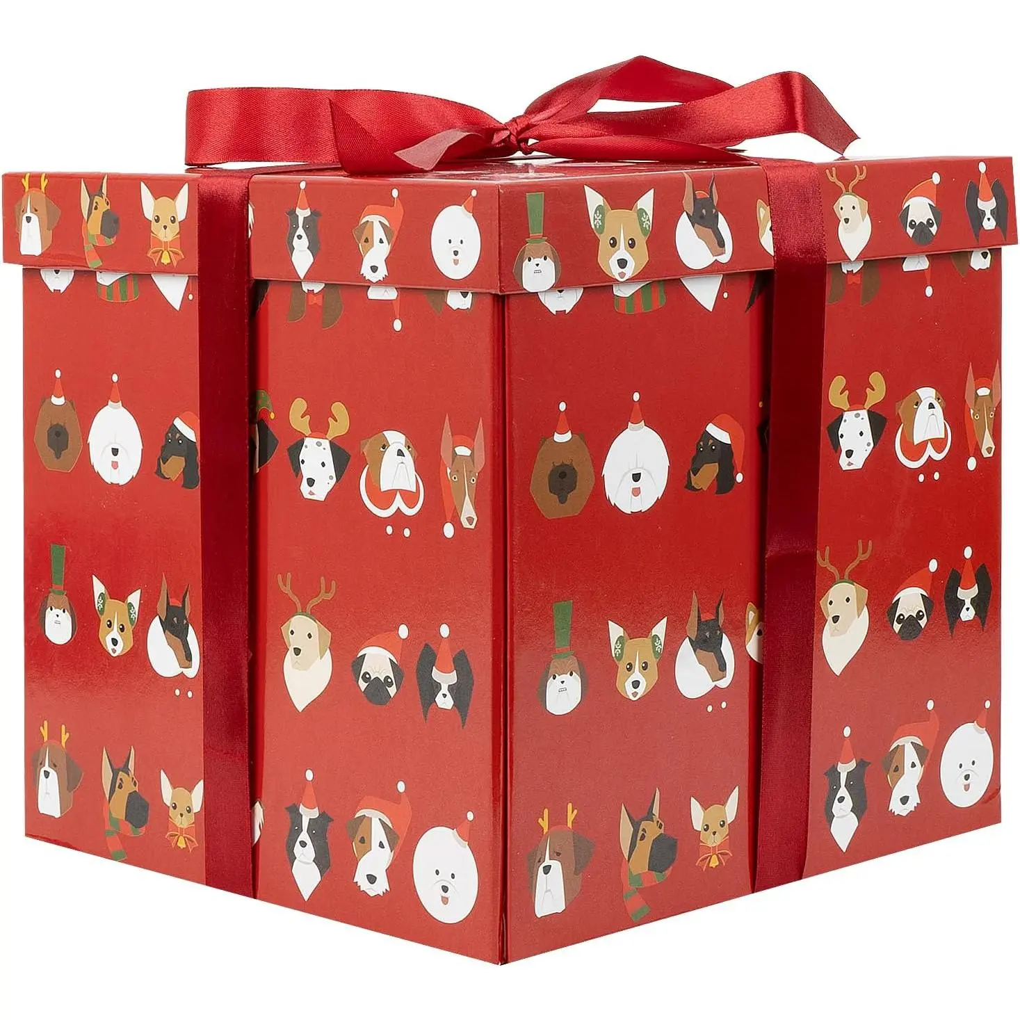 10" Large  Box with Lid and Ribbon, Rose Red  Box with Paper Filler for Birthday, Wedding, Valentine's Day, Mother's Day, Anniversarry Presents Wrapping.