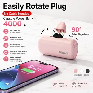 4000mah Mini Power Bank, Tail Plug Charger, Dual USB Ports, Compatible with iPhone 15/16, Samsung, Xiaomi, Ideal Gift for Women