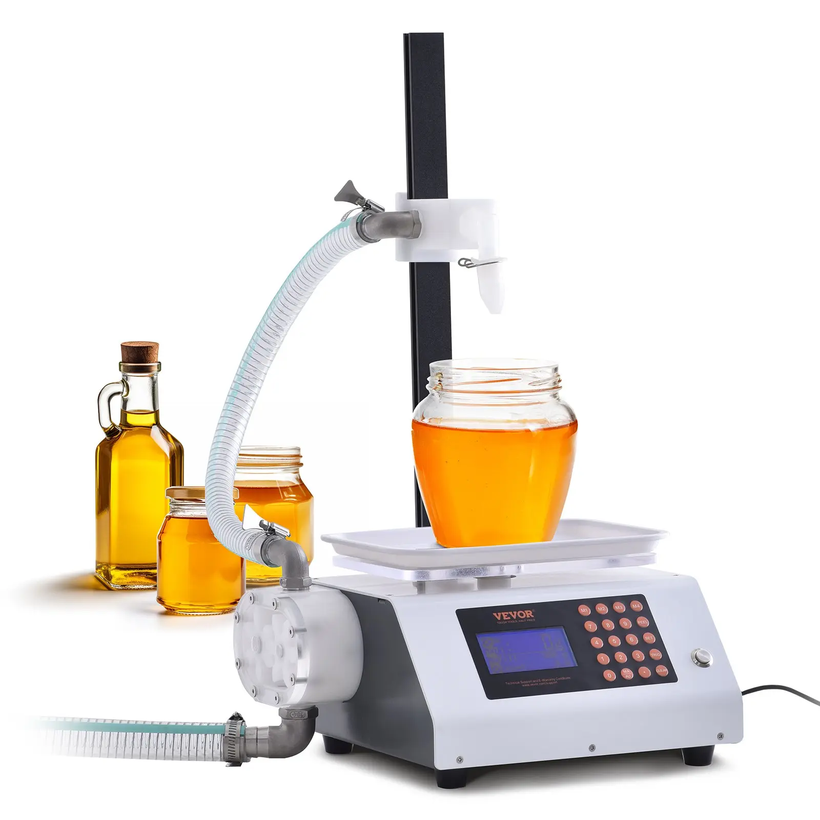 【DealsForYouDays】VEVOR Liquid Filling Machine, 50-5000 g Weighing Capacity, Automatic Bottle Filler Machine Bottling Machine Gear Pump Digital Control for Honey, Oil, Wine, Detergent, Viscous Liquids (Single Nozzle)