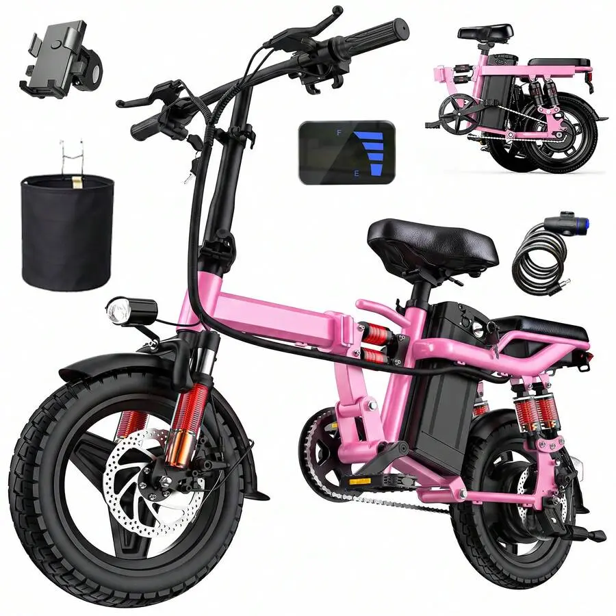 Folding Electric Bike For Adults And Teens,750W Motor 24MPH Top Speed 48V 10.4AH Battery 25-30MILES Battery Life 500LBS Load-Bearing Electric Bicycle Suitable For Multiple Scenarios
