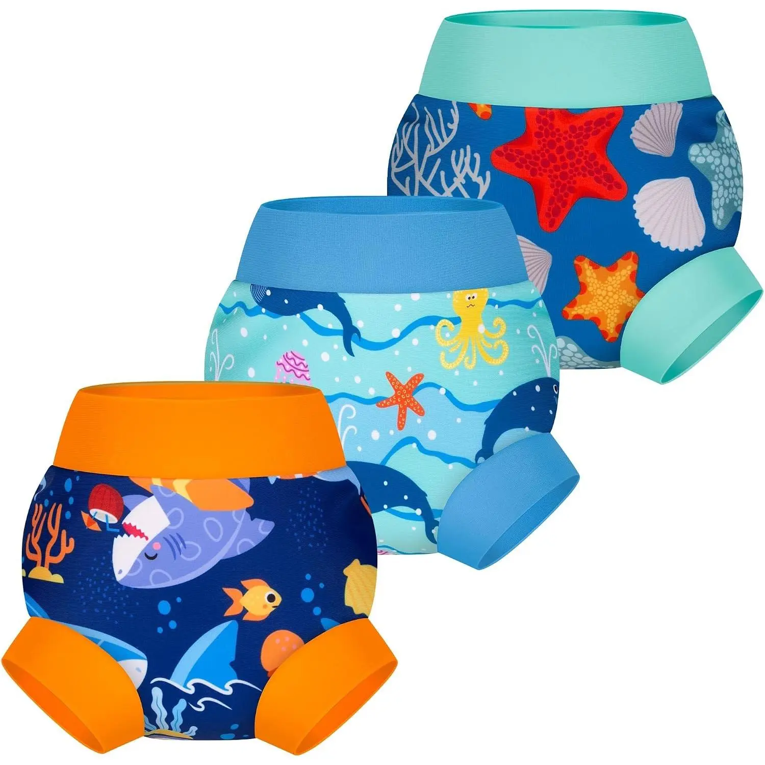 Reusable Baby Swim Diapers 3-Pack - Waterproof Swim Pants for Boys & Girls, Soft Breathable Pool Swimwear(Gift)