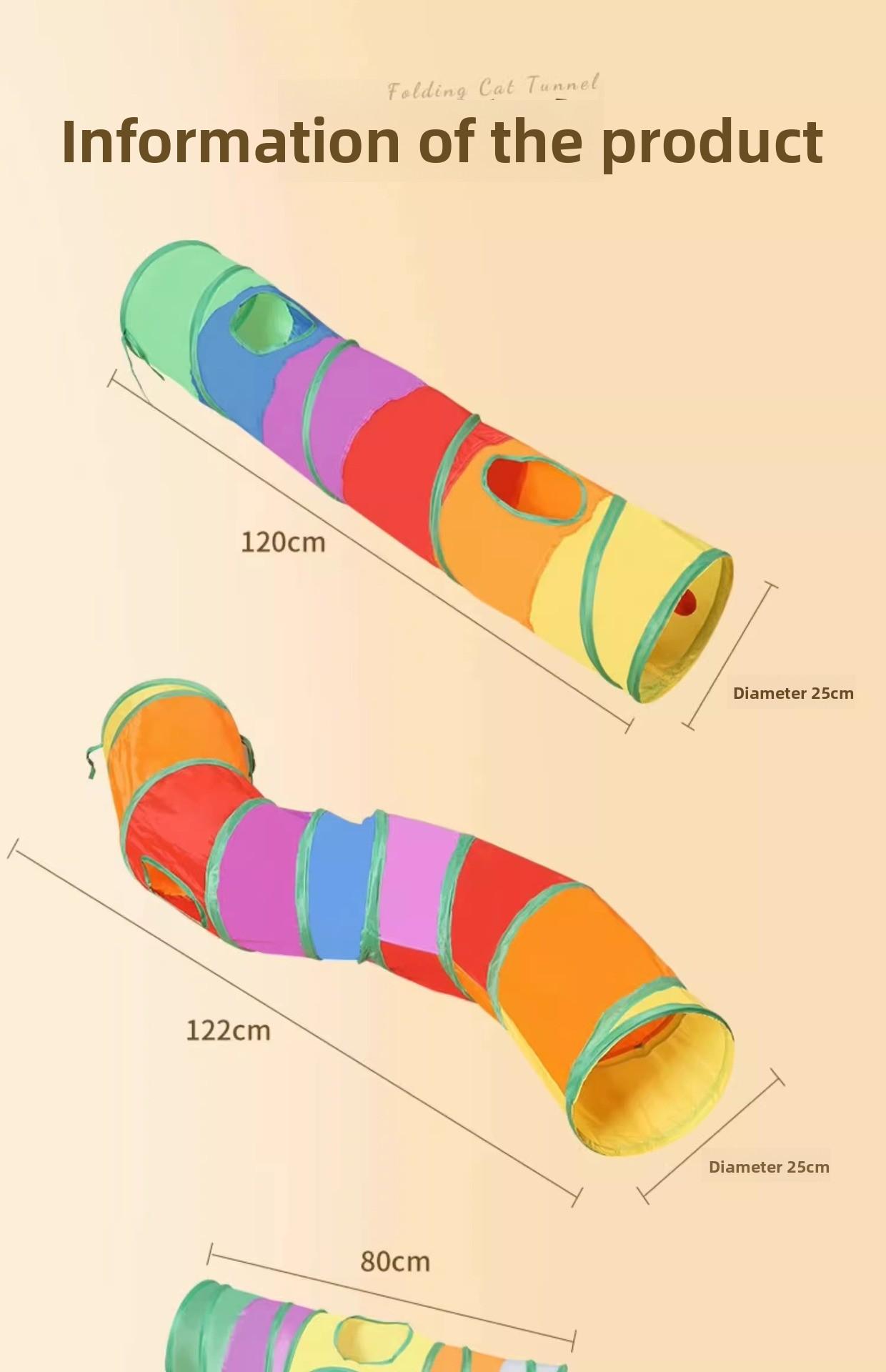 Rainbow direct cat tunnel self-entertainment educational cat toy foldable cat tunnel,Happy space for cats photo toy ball accessory bite resistance rope control Glow-in-the-Dark buttons enrichment puzzle Resistant Inflatable Set puppy dogs child chew funny