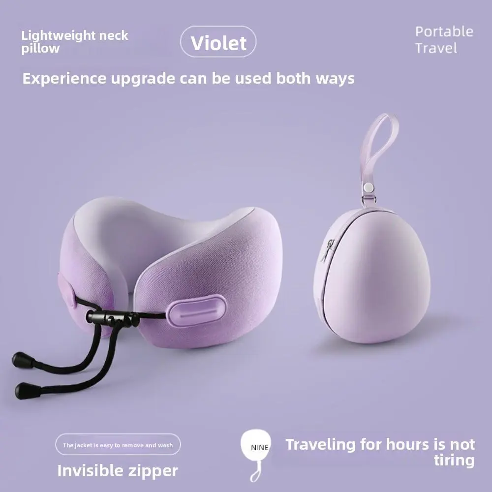 Foldable Storage U-Shaped Neck Pillow Soft Memory Foam Cervical Protection Pillow for Travel Office Nap