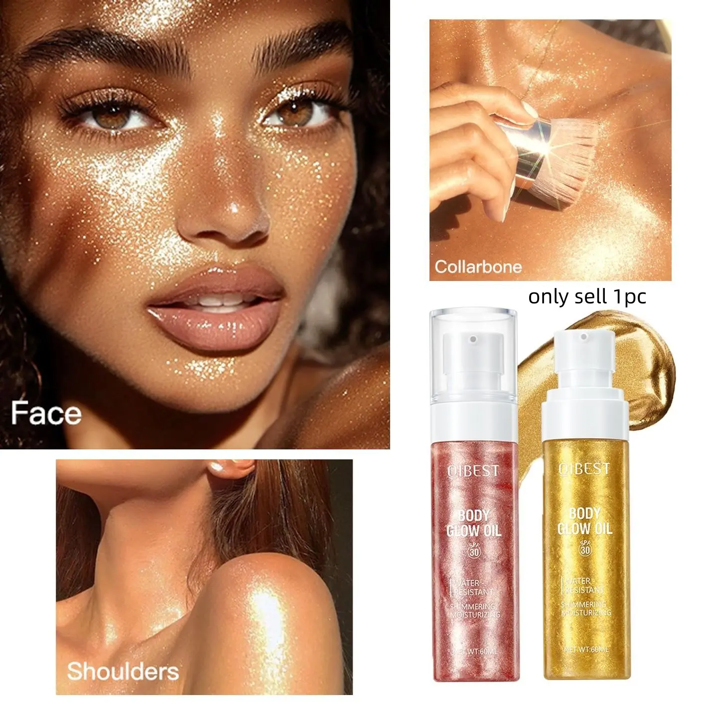Highlighter Liquid for Face and Body, Glitter Finish, Shimmer, Hydrating, Multi-Functional, Natural Look, Skin Tone Correction, Contour Enhancement