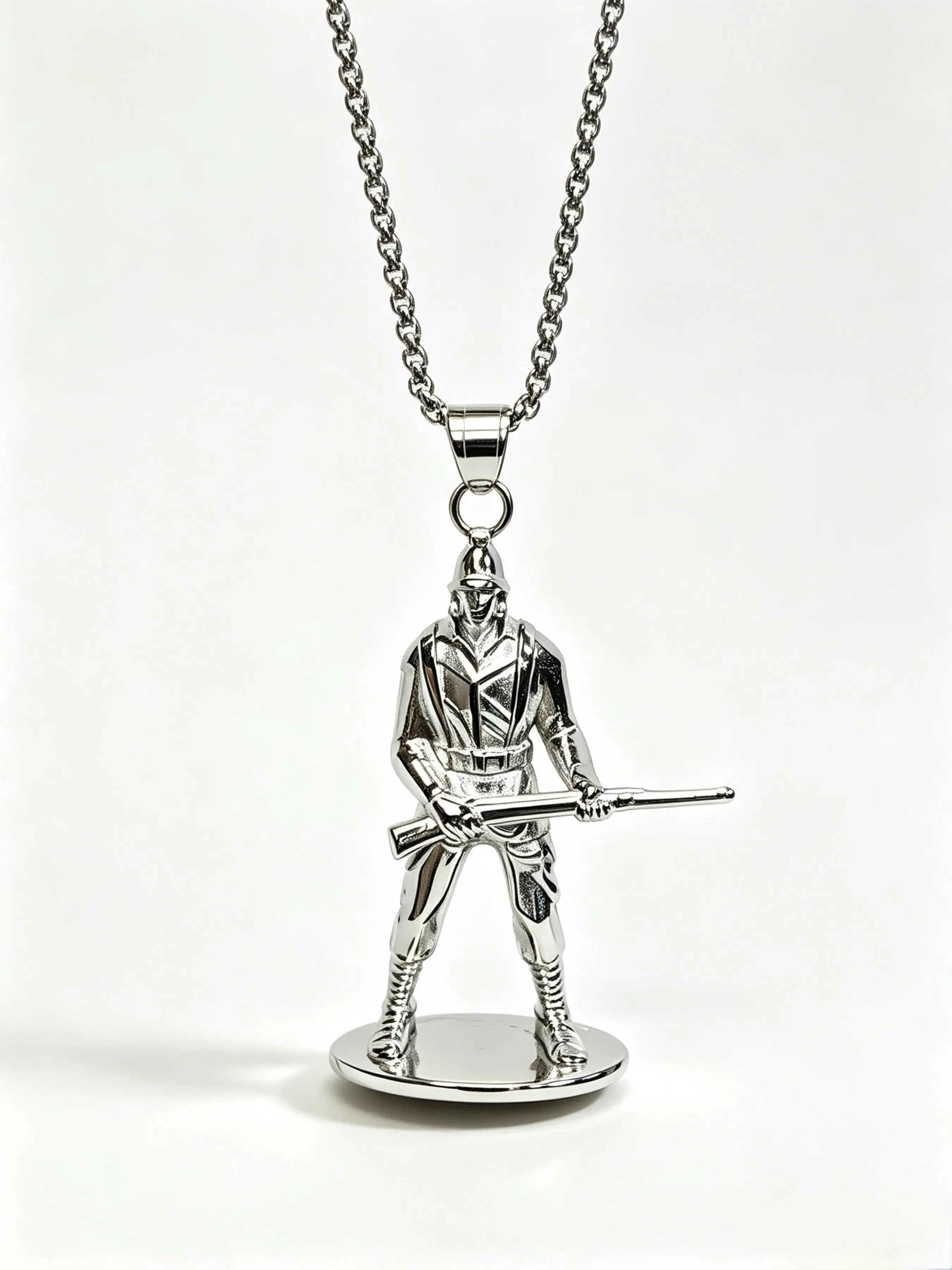 Men's Soldier Pendant Necklace, Stainless Steel, Non-Tarnish, Hypoallergenic, Retro Style, Perfect Gift, Daily Wear Jewelry