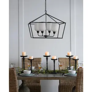 ARCH 26x26x21.9 Inch Iron Chandelier Hanging Light Fixture, Sleek Industrial Style Pendant Lamp for Kitchen Dining Room Foyer Entryway, Bulb Not Included, Black Metal Finish, 1 Pack, Home Furniture and Household Product Search Terms