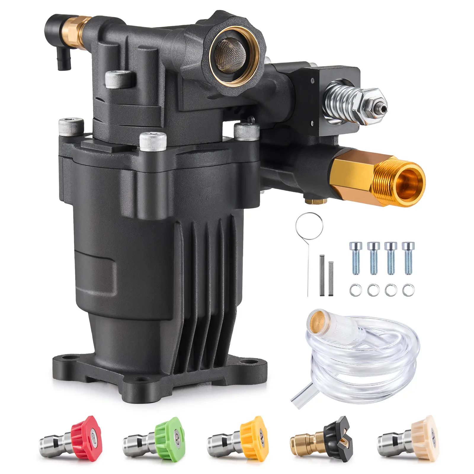 Washer Pump Inch Shaft Horizontal Replacement Power, 2.5 GPM Max Flow Rate, 3500/3050 PSI Max/Recommended Pressure, Fits 6.5-7 HP, Comprehensive Accessories