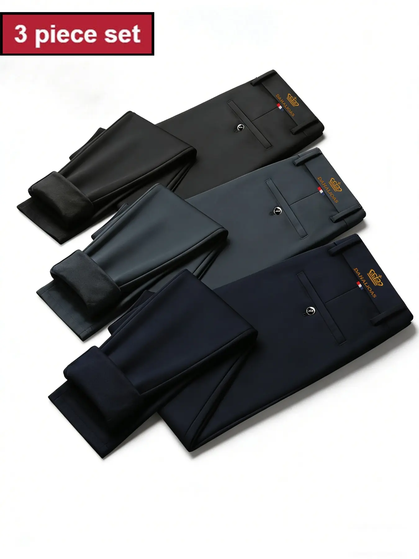 Three-Piece High-Elastic Business Suit Pants, Versatile for Commute and Office, Straight Leg Fit, Wrinkle-Free Fabric, Multiple Color Options