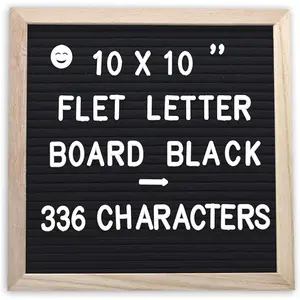 Felt Letter Board with 336 Letters Numbers & Symbols,  of School Board, 10x10 Inches, Changeable Message Board with Wooden Frame Wall Mount Hook (Black)