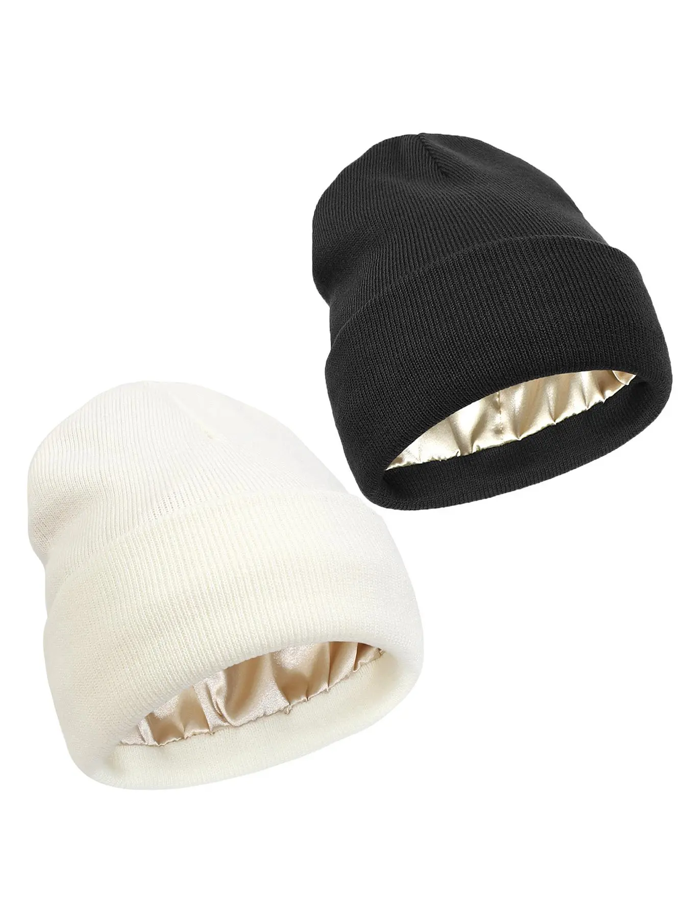 Solid Color Beanie Hat, 2 Counts Casual Knit Hat for Fall & Winter, Fashion Accessories for Both Men & Women