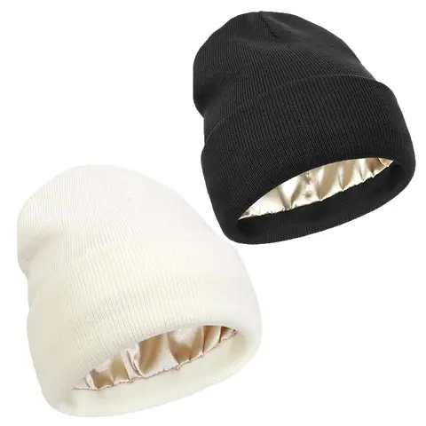 【Black Friday】Solid Color Beanie Hat, 2 Counts Knit Hats for Fall & Winter, Fashion Accessories for Men & Women, Casual Headwear #GLOBAL PICKS