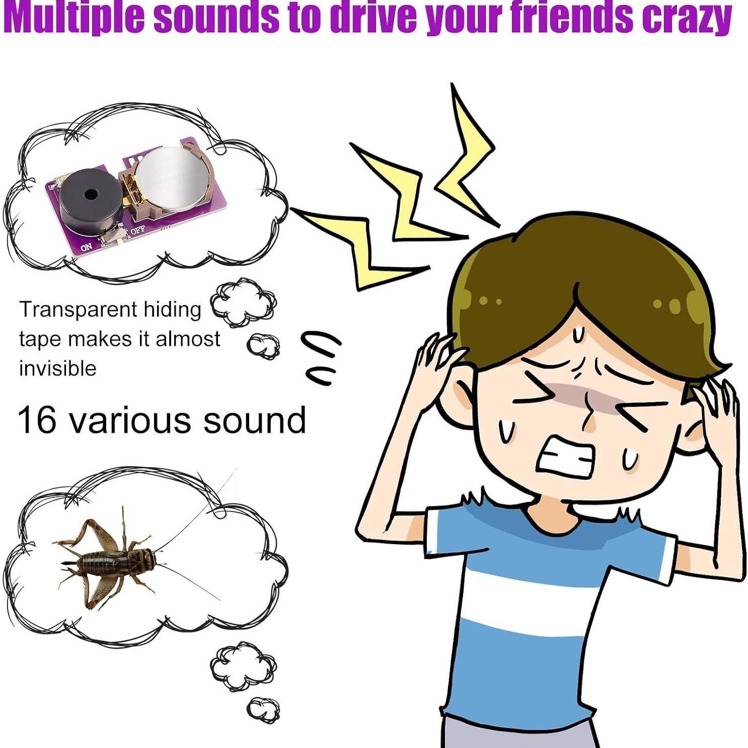 2 Annoying Cricket Noise Machines, Hidden Prank Sound Devices with 16 Buzzer & Cricket Sounds, Funny Noise Maker Gadgets for Jokes, Gifts, School & Party Pranks