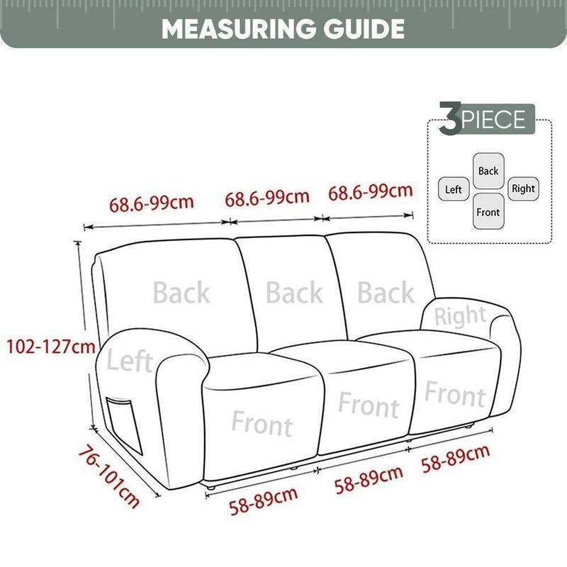 1/2/3 Seater Solid Color Elastic Washable Recliner Cover, Stretch Jacquard Armchair Covers Couch Slipcover With Pocket for Home Living Room Office