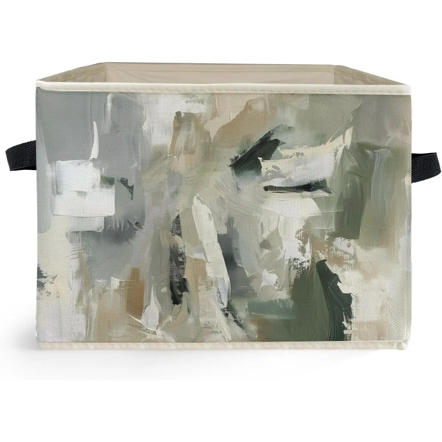 Modern Abstract Neutral Storage Box Bins, Grey and Beige Abstract Boho Collapsible Storage Basket Organizer for Bedroom Laundry Room  Clothes Books, Decor for Room