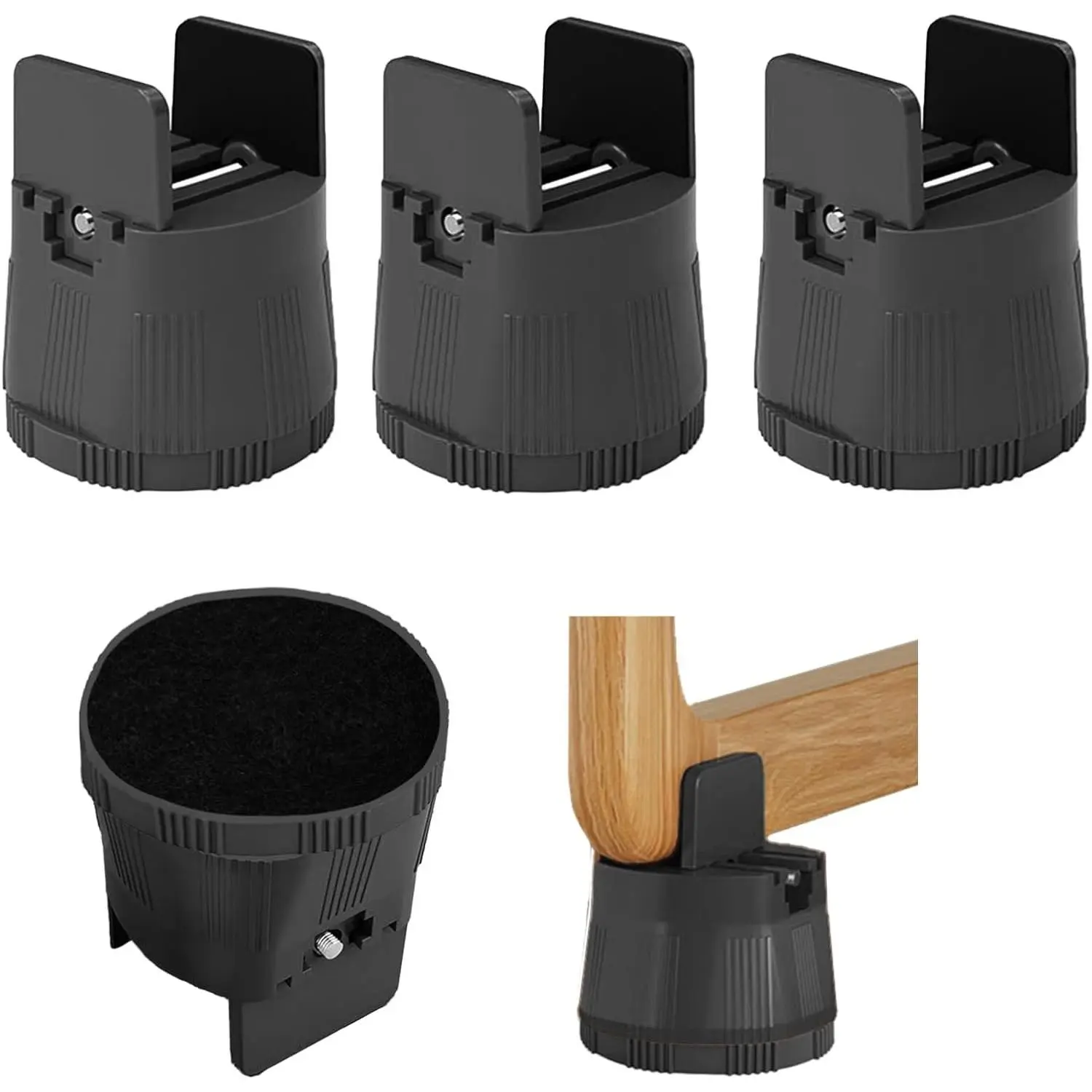 Heavy Duty Bed Risers - 4-Pack Furniture Risers with Adjustable Clamp, Furniture Lift Tool for Kitchenware, Cutlery & Tableware Placement