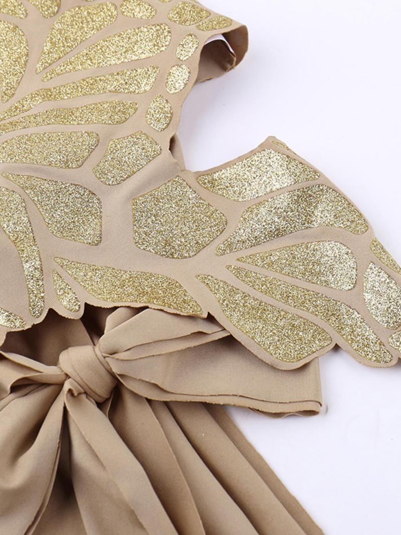 Women's Glitter Butterfly Design Tie Back Halter Crop Top, Fashion Casual Backless Sleeveless Top for Daily Outdoor Wear, Ladies Clothes for All Seasons