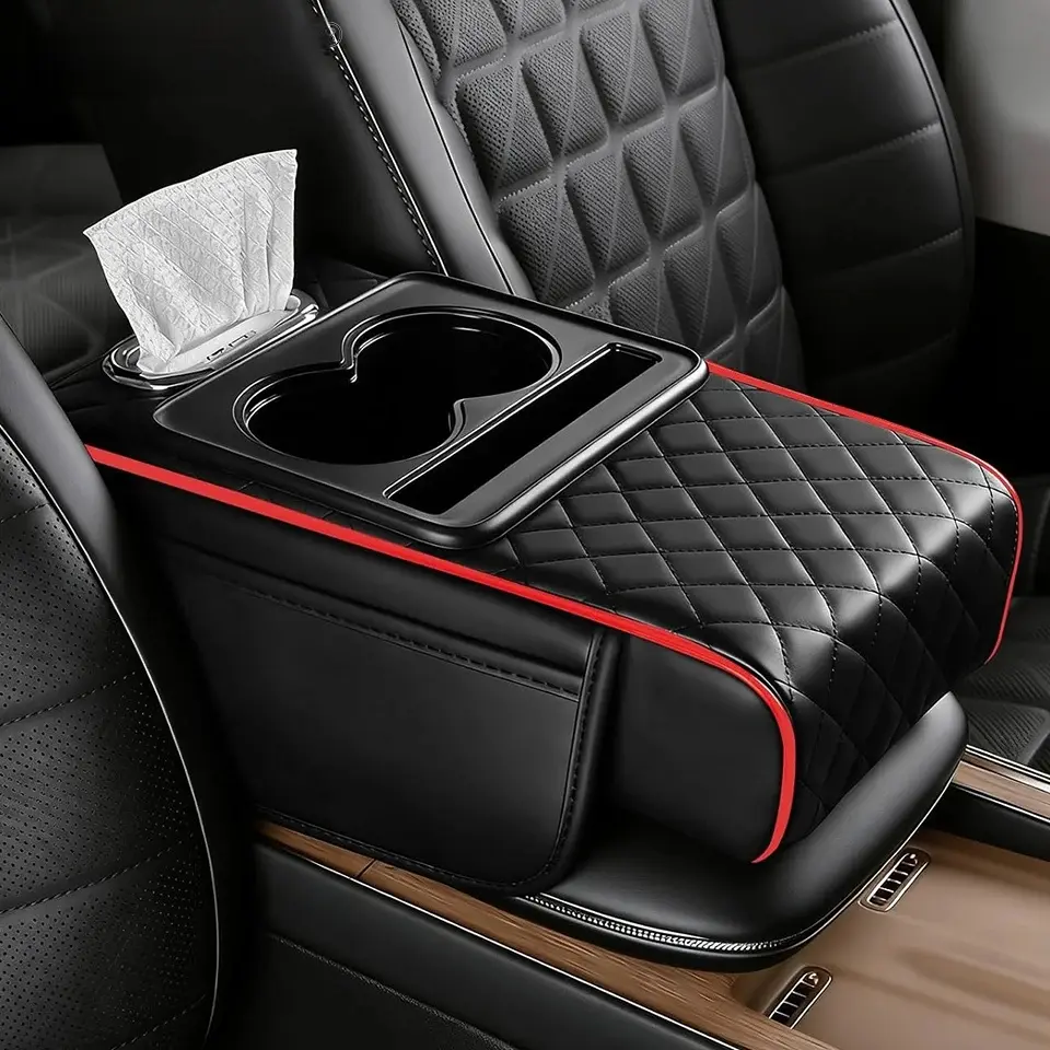 Car Center Console Organizer & Armrest Extender - Premium Storage Box with Cup Holder for Enhanced Comfort & Decluttered Interior