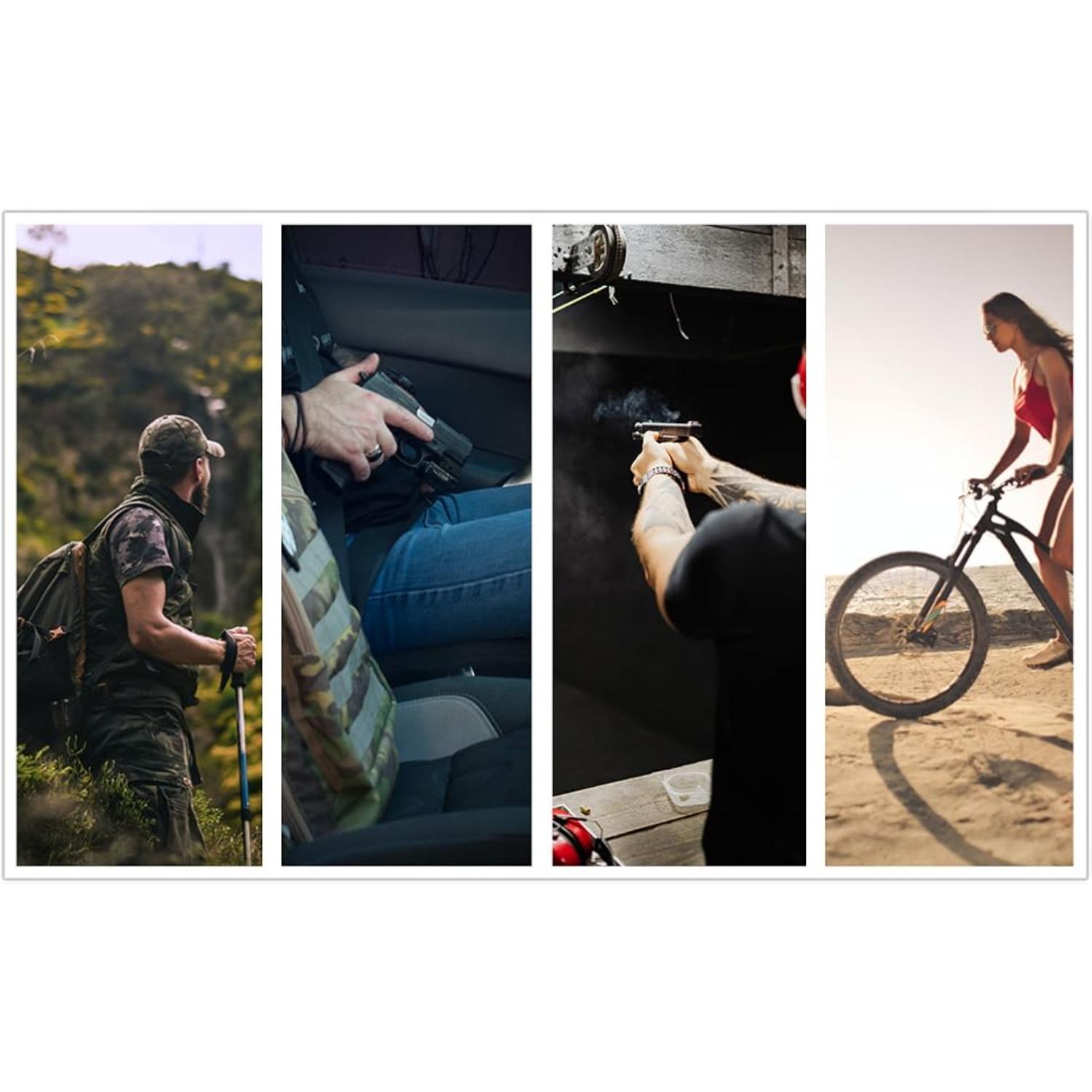 Pistol holsters (for 9mm, .380, and .45ACP pistols), IWB/OWB concealed carry holsters with magazine pouches for men and women, ambidextrous concealed carry (CCW) holsters (fit Glock, Smith & Wesson M&P, and SIG Sauer pistols), pistol mounting systems, eve