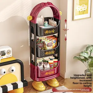1PC Multi - Tier Storage Shelf Floor - Standing Snack Rack for Living Room Bedroom Kids Toy Organizer Home Storage Cart
