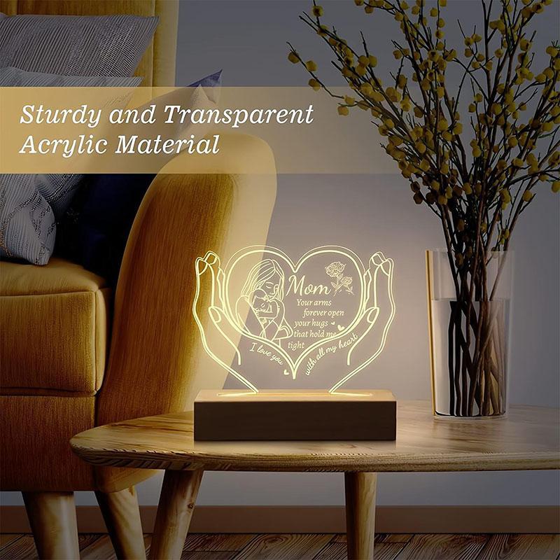 Creative Heart Shaped Night Light, USB Powered To My Mom Themed Desktop Light, Creative Ambient Personalized Acrylic Room Night Light, Lamp, Design