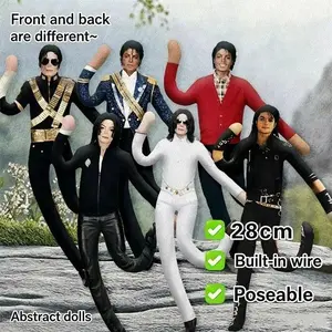 Michael Jackson Plush Doll Anime Cosplay 28CM Stuffed Figure Dolls Poseable Figure Room Decoration Abstract Joint Mobility Gift