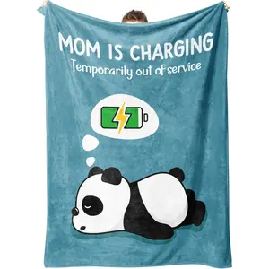Craftique Mom Birthday Gift Funny Charging Blanket - Super Soft, Wrinkle Resistant, Breathable, Durable, All Seasons Throw for Napping - Machine Washable Gift from Daughter/Son (Ideal for Travel)