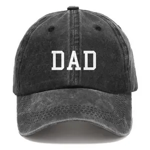 Black Washed Denim Dad Style Cap - Minimalist Classic Baseball Cap, Casual Cotton Vintage Hat