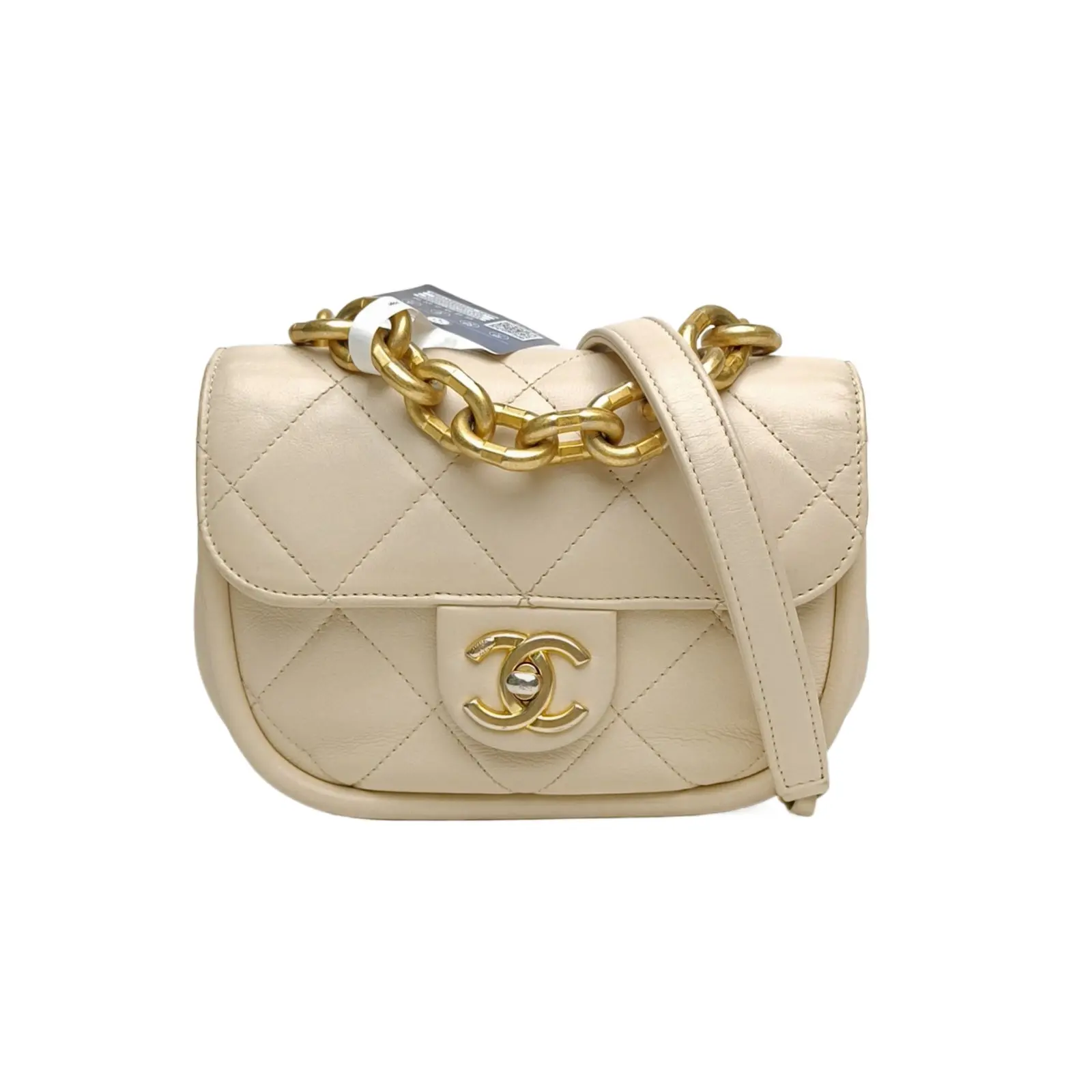 Pre-owned CHANEL White Chip Gold Saddle P216549425