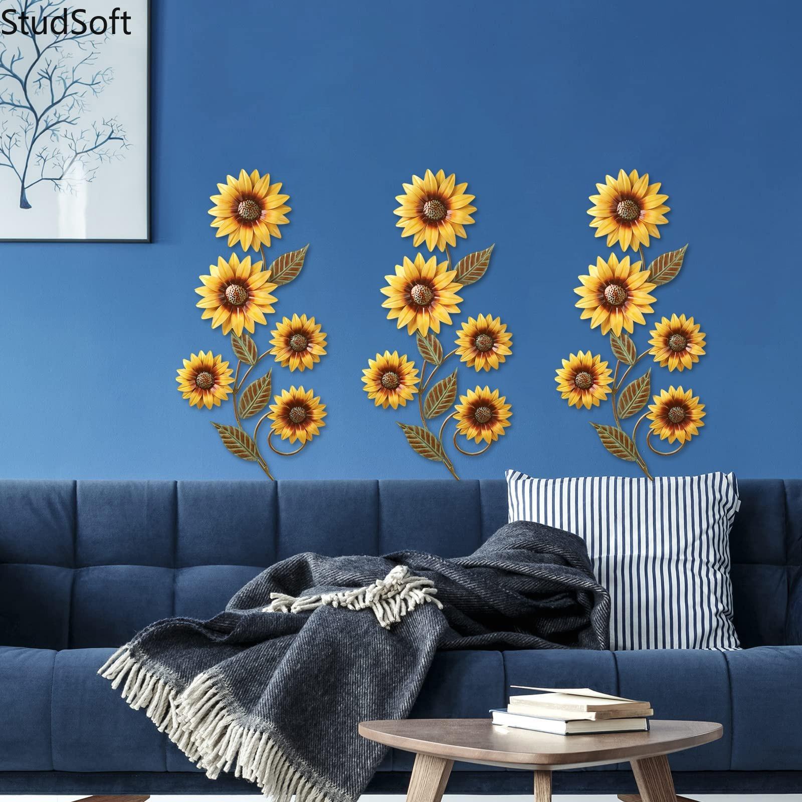 Summer Sunflower Wall Decor & 3D Metal Flower Wall Art, Outdoor Decor for Fence, Yard, Patio & Garden