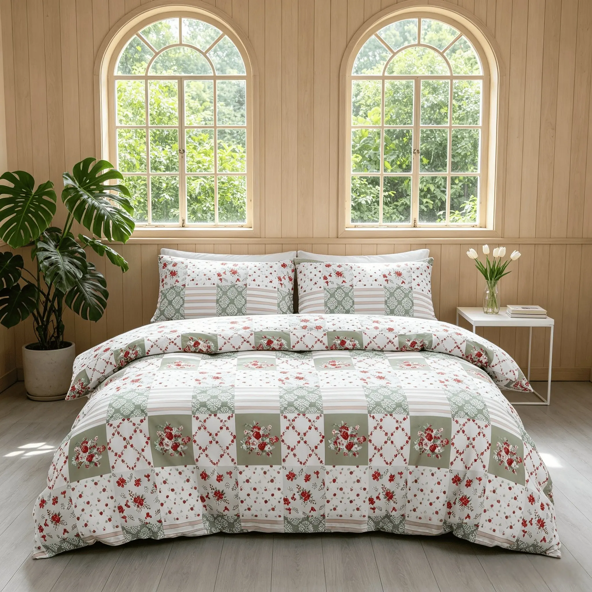 Floral Print Decorative Bedding Set, 1 Duvet Cover & 2 Pillowcases (Inserts Not Included), Soft Polyester Fabric, Cozy for Sound Sleep, Ideal Gift for Home Decor