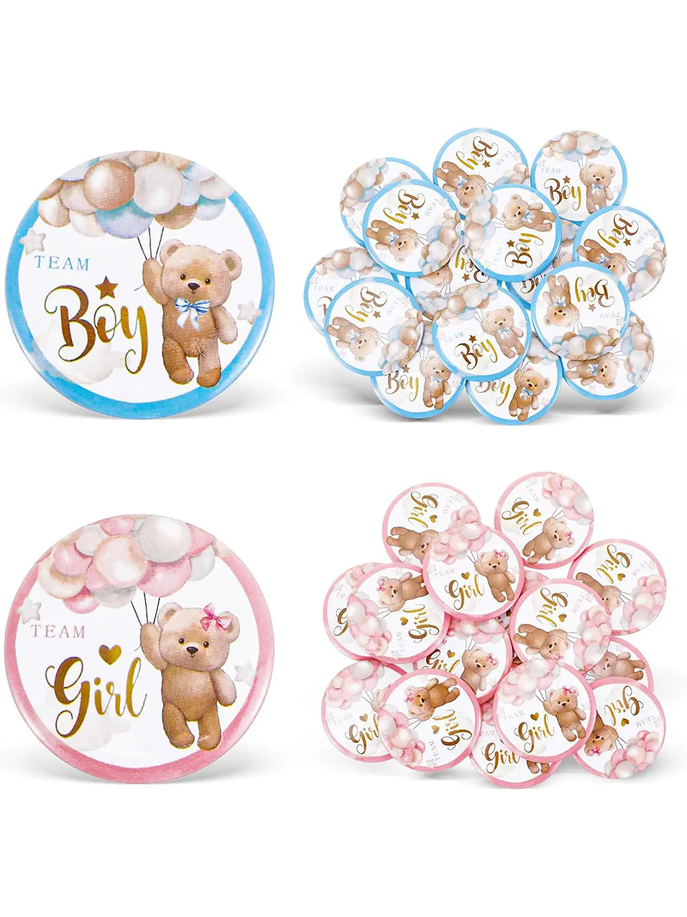Cute Bear Team Boy Team Girl Pin Badges, Gender Reveal Party Decorations Buttons Pins, Baby Shower Voting Lapel Pins Party Favors Supplies for Gender He Or She Reveal