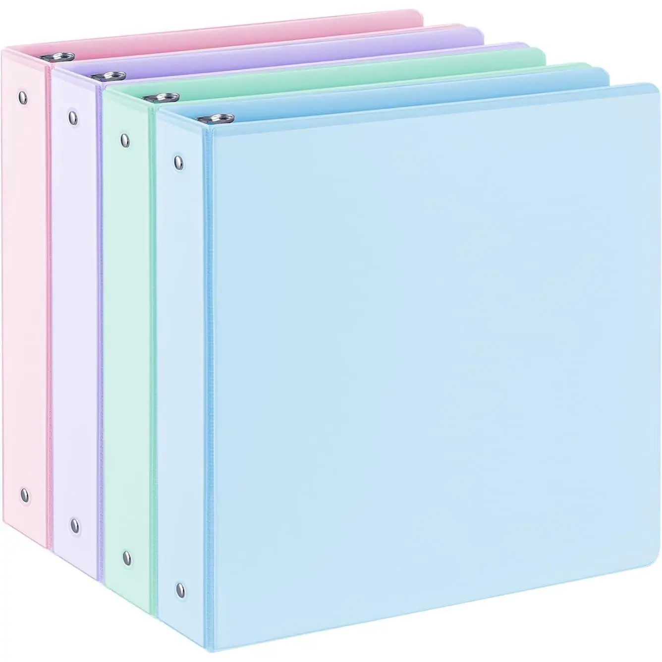 1.5 Inch 3-Ring Binder with Pockets, 325 Sheets Capacity, Fits 11" x 8.5" US Letter Size, 4 Assorted Pastel Colors, Ideal for School, Office and Home Use
