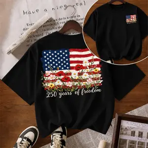 Women's Pure Cotton Short-Sleeve T-Shirt ("U.S.A 250th Anniversary") — A Unisex Casual Staple, Particularly Ideal For Spring And Summer Wear. Featuring A Cool Graphic Design And A Classic Crew-Neck Cut, It Is Suitable For All Four Seasons.