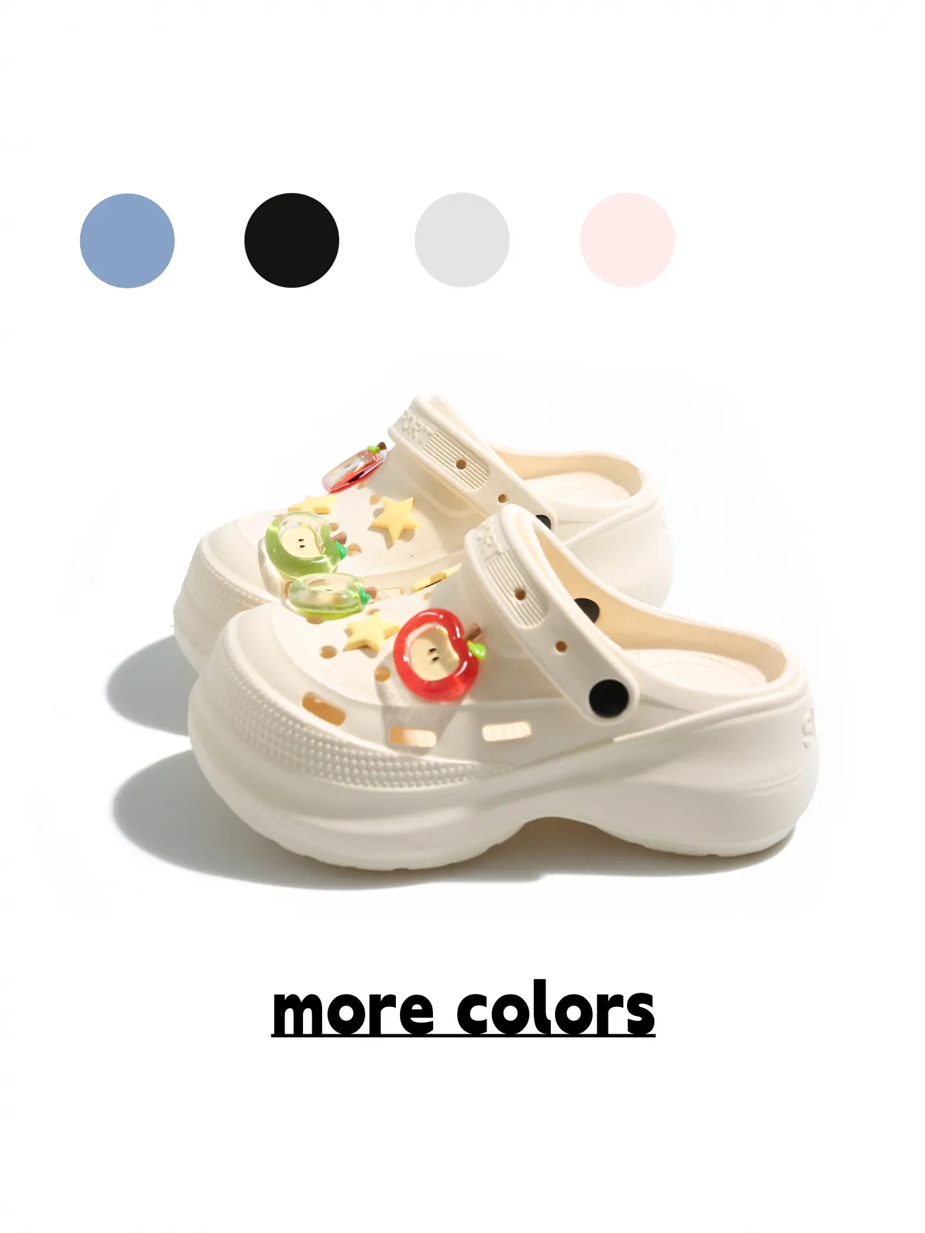 Women's Baby Blue Apple-Star Chunky Clogs, Adjustable Strap Dual-wear Sandals for Daily Wear, Summer Slippers