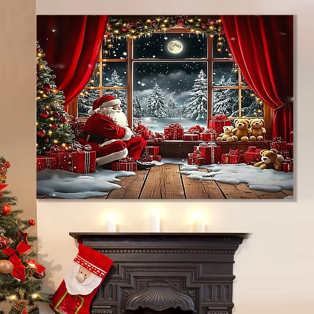 Polyester Snowman Christmas Tapestry - Wall Hanging, Holiday Party Decor, Xmas Gift for Outdoor Decorations and Photography