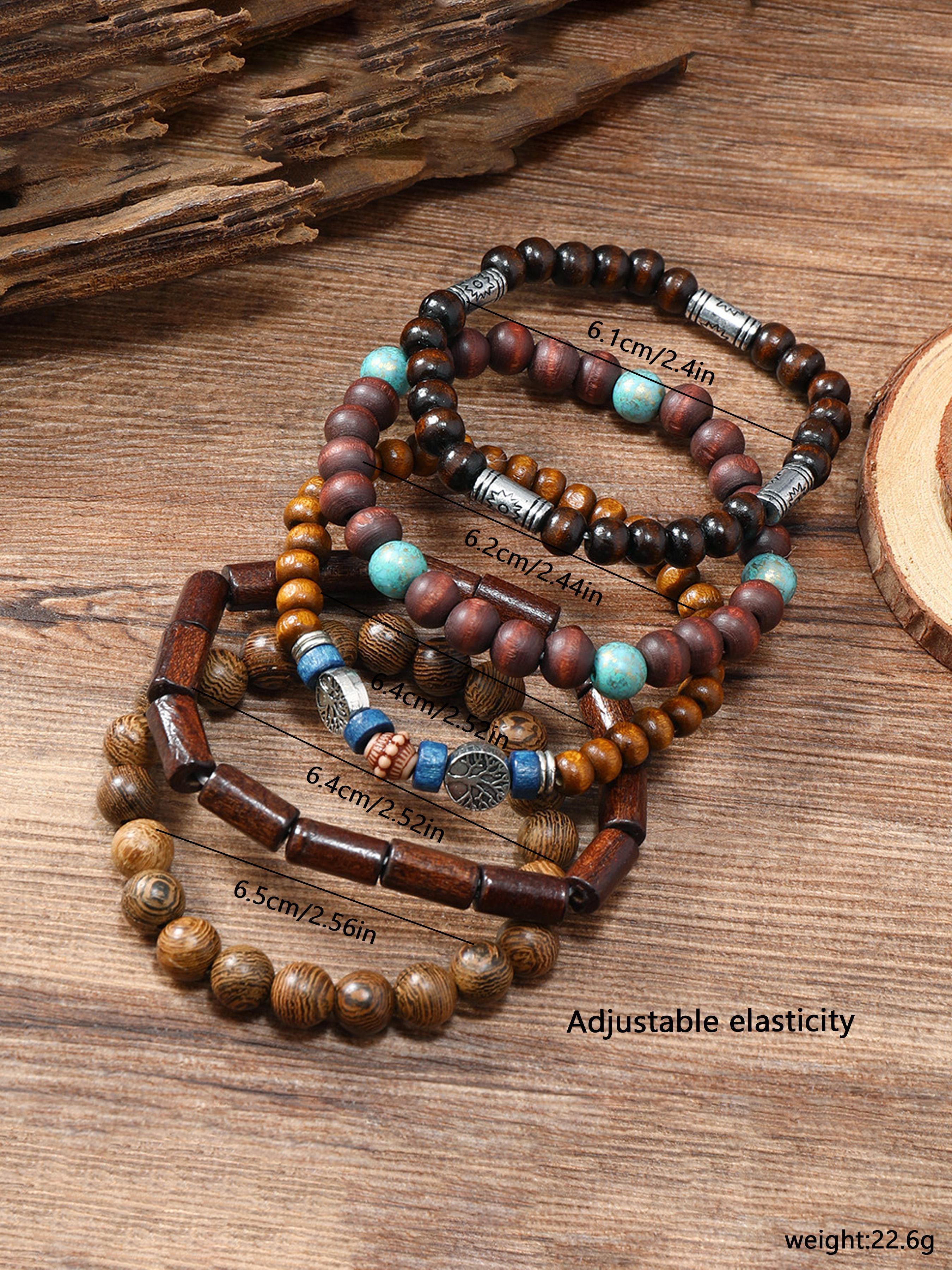 Wooden Beaded Bracelet, Fashionable Jewelry for Women & Men, Casual All-match Accessories for Party, Daily Clothing Decor, Trendy Exquisite Jewelry for Birthday Gift, Bangles Bracelets Set