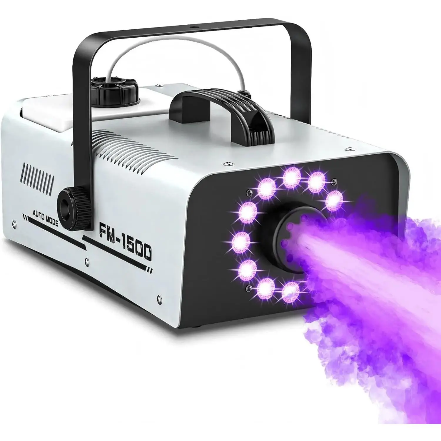 1500W Outdoor Ready Halloween Fog Machine with LED Lights, 20000CFM Flow, 2L Visible Tank, 13 Colors, 4 Light Effects, 3 Multi-Mode Ops, Auto Fog Function, Dual Remotes, Ideal for Haunted Houses, Backyard Movie Nights, 3 Operating Modes