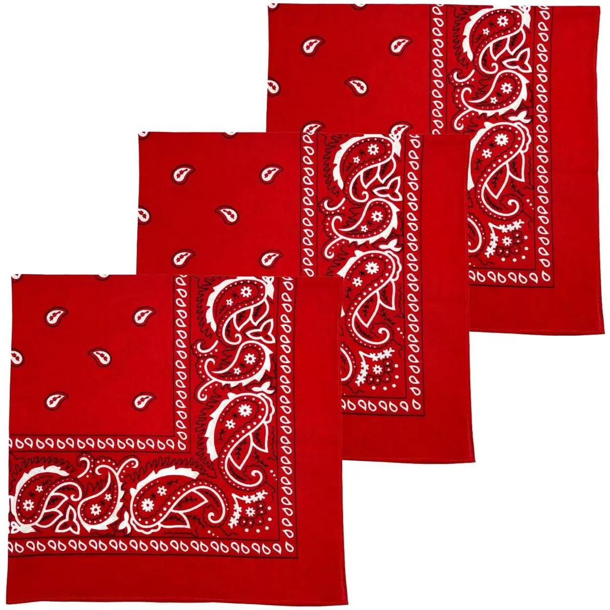 3 Pack Extra Large Bandanas 27" x 27" 100% Cotton for Men & Women Paisley Handkerchief Headband Scarf Jumbo Bandana