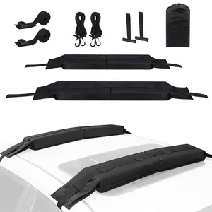 Heavy-Duty 600D Oxford Soft Roof Rack Pads for Cars & SUVs, 15FT Heavy-Duty Tie-Down Straps, Non-Slip EVA Foam, Tool-Free Installation, Ideal for Kayaks, Surfboards, Canoes, Complete Set with Hood Loops & Storage Bag, Car Top Soft