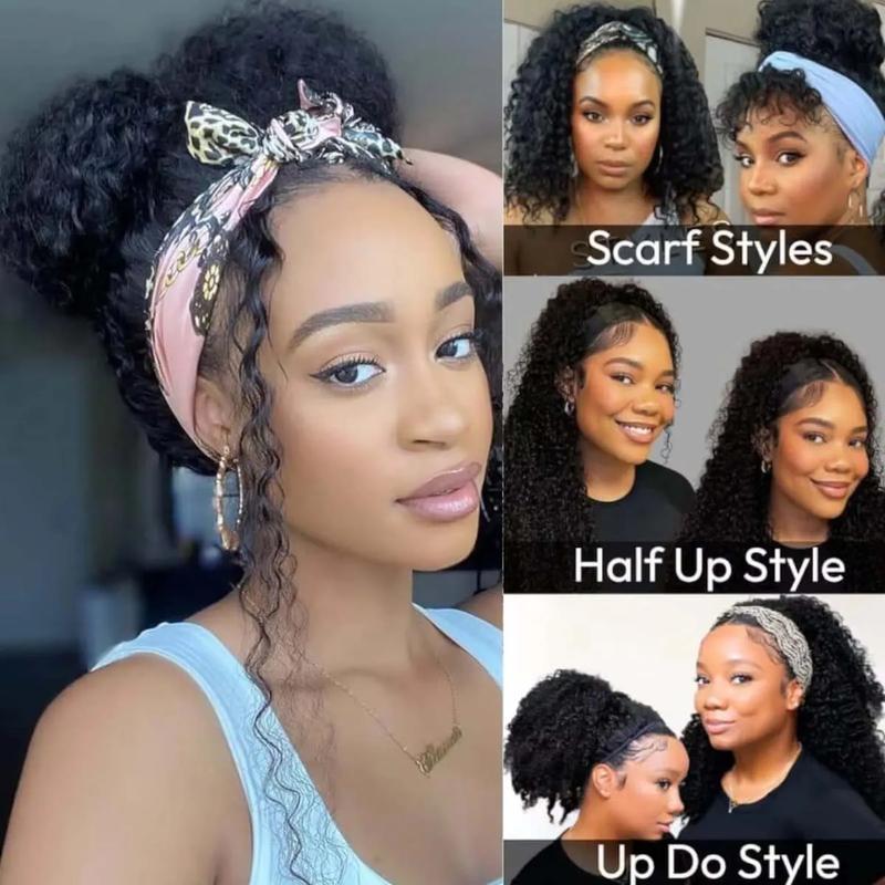 [3 IN 1] Half Wig Beginner Friendly Glueless Human Hair Wigs Deep Wave Seamless Flip Over Half Wig Invisible Hairline Kinky Curly Wigs for Women With Drawstring