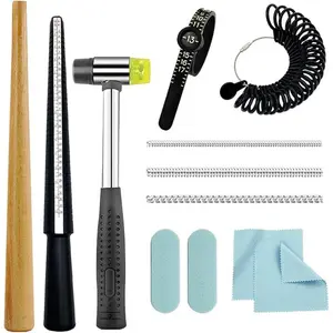 Ring Size Measurement Tool Kit with Finger Mandrel and Magnifying Gauge, Jewelry Sizing Tools Set for Accurate Measurements
